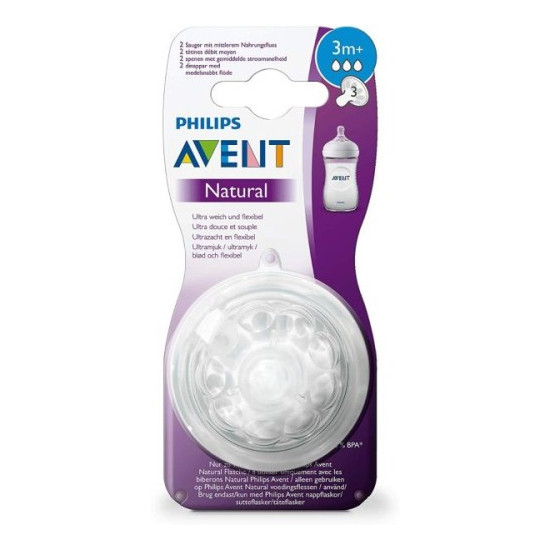 AVENT 2 TETINE NATURAL 3M+...