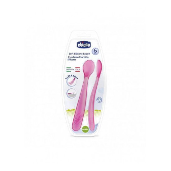 CHICCO 2 CUILLERE SILICONE 6M+