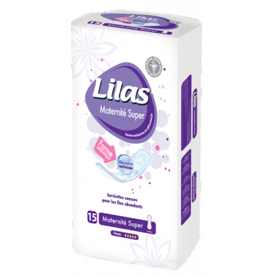 Lilas Serviettes maternité super pharmacie , 15 pièces